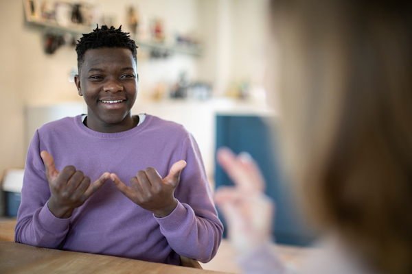 Man having a discussion